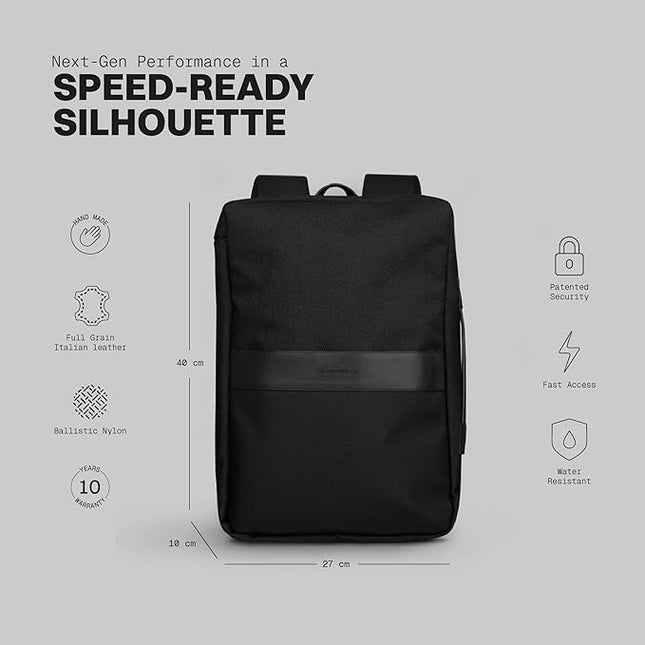 The Frenchie Co. - SL Speed Backpack - Expandable lightweight carry-on - Anti-theft magnetic closure for rapid access - Self-adjusting ergonomic straps