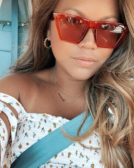 FEISEDY Vintage Square Cat Eye Sunglasses Women Trendy Cateye Sunglasses B2473