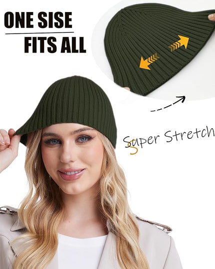 choshion Wool Knit Fisherman Beanie Hat for Men Women,Cuffless Warm Short Cuff Beanies Toboggan Ski Hats Winter Skull Cap