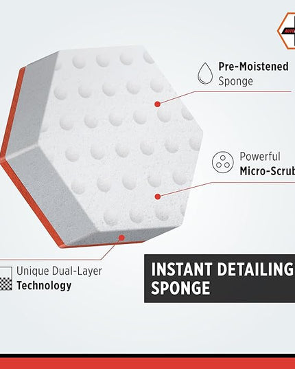 AutoERASERS™ Instant Detailing Car Bikes Wash Sponge, Non-Scratch Car Cleaning Sponge, Dual-Sided Auto Cleaning Sponges Pre-Moistened and Portable for On-The-Go Use, Pack of 12
