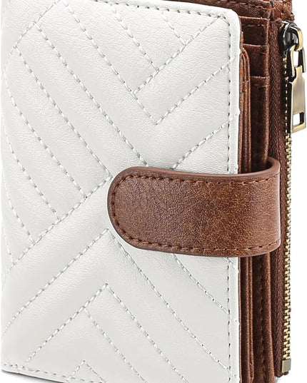 GAEKEAO Small Wallets for Women Leather RFID Blocking Bifold Zipper Pocket Wallet Card Case Purse with ID Window