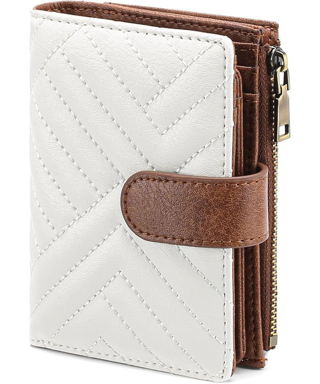 GAEKEAO Small Wallets for Women Leather RFID Blocking Bifold Zipper Pocket Wallet Card Case Purse with ID Window