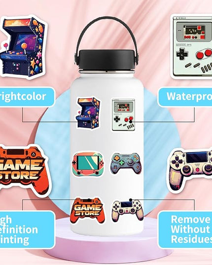 50 PCS Gaming Stickers Bulk Pack - Waterproof Vinyl Decals for Water Bottles,Skateboards Laptops, Phones| Cool Video Game Sticker for Boys, Teens, Adults | Aesthetic Gamer Gift Decals