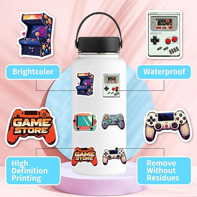 50 PCS Gaming Stickers Bulk Pack - Waterproof Vinyl Decals for Water Bottles,Skateboards Laptops, Phones| Cool Video Game Sticker for Boys, Teens, Adults | Aesthetic Gamer Gift Decals