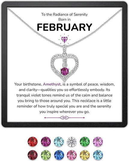 TRYNDI Birthstone Necklace for Women - Infinity 12 Months Birthstone Necklace, Christmas Gifts for Wife, Daughter, Girlfriend, Mom - Mother’s Day, Valentine’s, Anniversary, Birthday Gift for Her