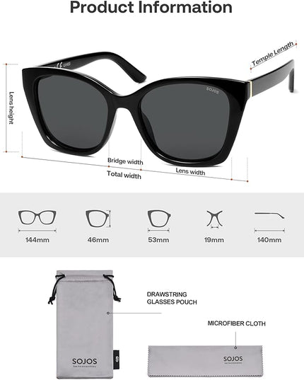 SOJOS Vintage Oversized Cateye Sunglasses Womens UV400 Large Designer Shades Lentes De Sol Para Mujer SJ2634