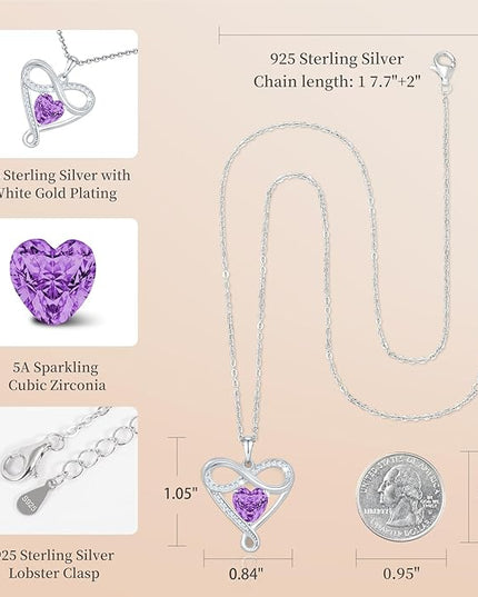 925 Sterling Silver Infinity Necklace - Exquisite Silver Jewelry for Women, Love Heart Necklace for Birthday, Anniversary, Valentine’s Day - Ideal Gift for Girlfriend, Wife, Mom, or Her