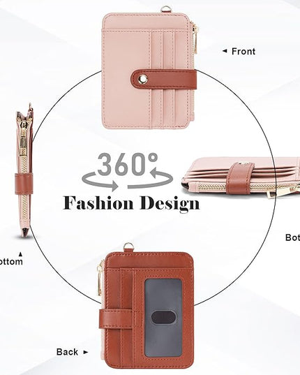 Keychain Wallet with Bracelet RFID Blocking Wristlet Credit Purse Card Holder, Silicone Bead Tassel Key Ring for Women