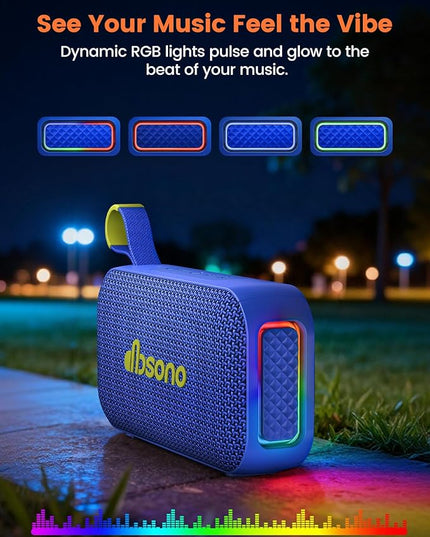 Bluetooth Speaker Stereo 20W Loud Sound: 30H Playtime, IPX5 Water Resistant, Portable Wireless Speakers, Powerful Bass, Lightshow, Birthday Gifts for Men/Adults/Teens, Beach Vacation Essentials, Blue