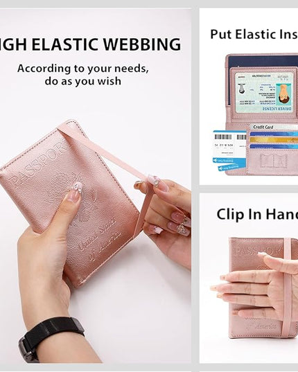 Melsbrinna Rfid Passport Holder for Travel women/Men, Cute Passport Wallet Rfid Blocking Card Slots, Rfid Passport Cover/CaseTravel Wallet, Passport Book Holder (1, Pink2)