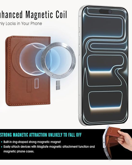ASAPDOS For MagSafe Wallet,Magnetic Card Holder RFID Blocking Wallet with 5 Card Slots & Cash Pocket For iPhone 17/16/ 15/14/ 13/12/ Pro/Max/Plus/Air Brown