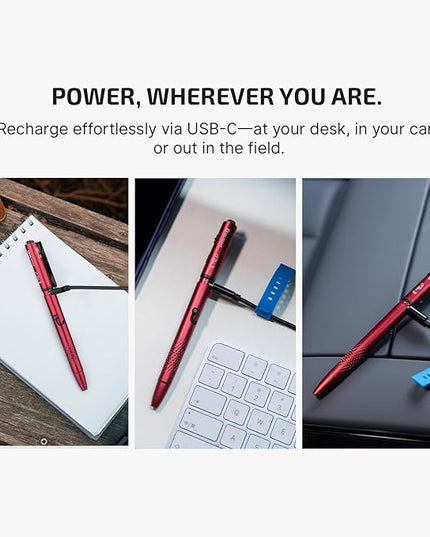 OLIGHT O'Pen 3 EDC Pen Light,120 Lumens with Green Beam, Red and White, USB-C Rechargeable LED Flashlight for Office, Writing, Presentation, Outdoor Uses, Professional Business Gift(Wine Red)