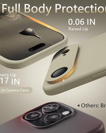 FireNova Magnetic for iPhone Air Case, Compatible with MagSafe, [Integrated Silicone Camera Control Button] [Camera Protection] Microfiber Lining Phone Case for iPhone 17 Air, 6.5", Khaki