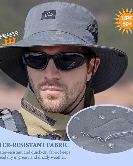 Sireck Fishing Hat, UPF50+ Wide Brim Sun Hat for Men Women, UV Protection Hiking Beach Bucket Hats Summer Safari Hat
