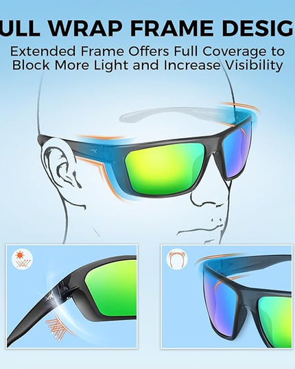 KastKing Huzzah Polarized Sport Sunglasses for Men and Women, Ideal for Driving Fishing Cycling and Running,UV Protection