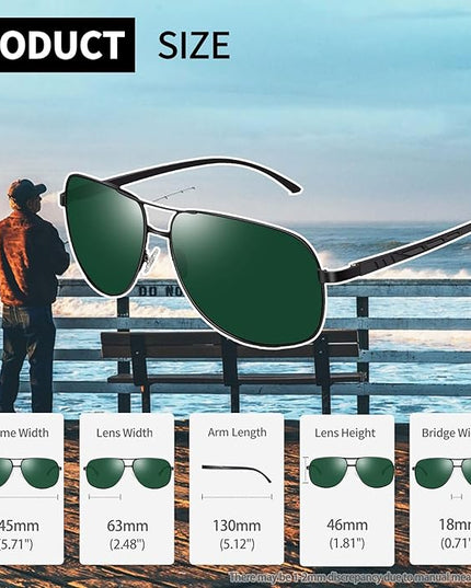 Joopin Polarized Metal Aviation Sunglasses Men, Classic Military Sun Glasses Women, Rectangle Shades UV400 Protection Costume