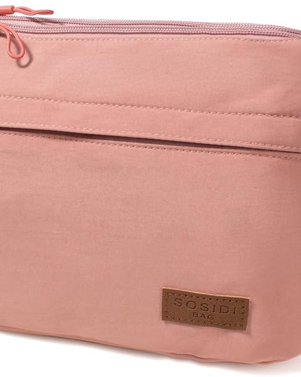 Crossbody Sling Bag Canvas Purse Small Shoulder Handbag 5 Pocket Casual Travel Messenger Hobo Bag Phone Satchel Backpack