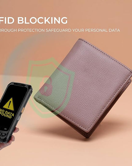 Bveyzi Ultra Slim Small RFID Wallet for Women, Leather Tiny Thin Bifold Pocket Ladies Wallet