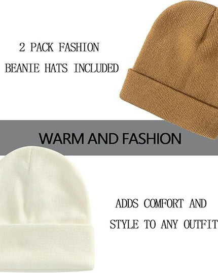 ZOORON 1&2 Pack Beanie for Men Women Slouchy Beanie Hats Winter Knit Caps Soft Ski Hat Unisex