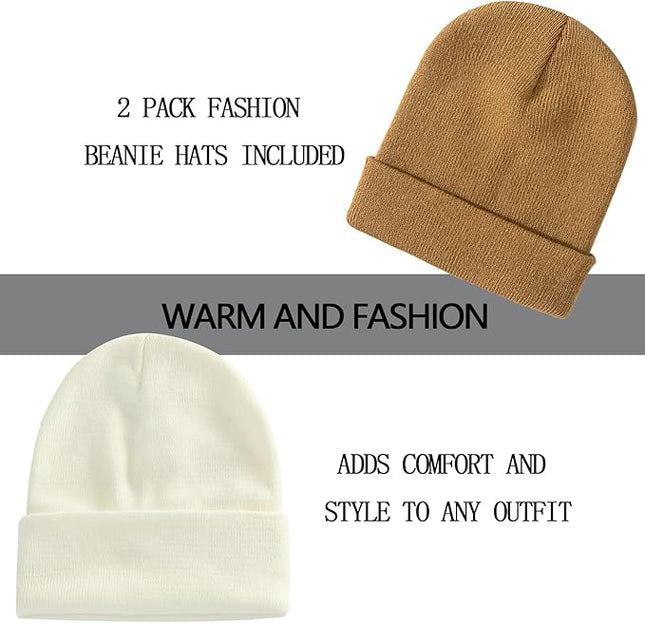 ZOORON 1&2 Pack Beanie for Men Women Slouchy Beanie Hats Winter Knit Caps Soft Ski Hat Unisex