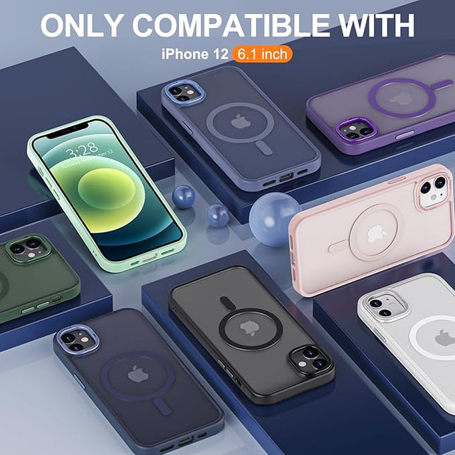 Hython Case for iPhone 12 Case Magnetic Translucent Matte Phone Cases 6.1" [Compatible with MagSafe] Thin Slim Fit Shockproof Bumper Hard Protective Cover for Women Men Girls, Frosted White