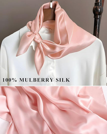 100% Mulberry Silk Scarf for Women Hair Lightweight Square Neckerchief Wrap For Head Scarves 21"