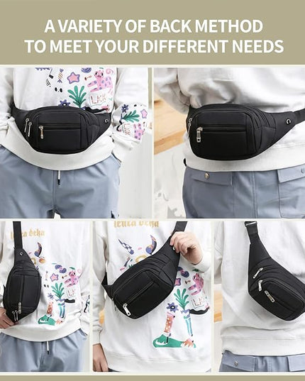 DAITET Crossbody Fanny Pack for Men&Women,Large Waist Bag & Hip Bum Bag with Adjustable Strap for Outdoors Workout Traveling Casual Running Hiking Cycling