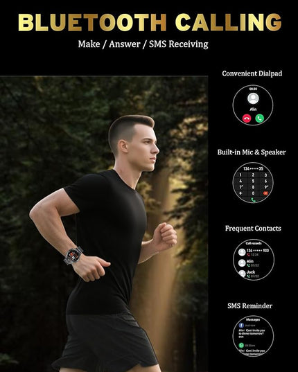 Fitness Smart Watch for Men Women, Bluetooth Calling & 1.8" AMOLED, SpO2/Heart Rate/Sleep Tracker, 100+ Workout Modes, IP67 Waterproof, 7+Day Battery, iPhone Android Compatible (Space Gray)