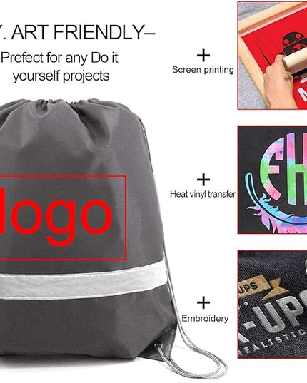 BeeGreen Drawstring Backpack Bags 20,30,50 Packs Reflective String Bags for Gym Sport Trip Cinch Sack DIY for Women Men