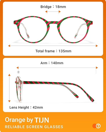 TIJN Blue Light Blocking Glasses Men Women Vintage Thick Round Rim Frame Eyeglasses