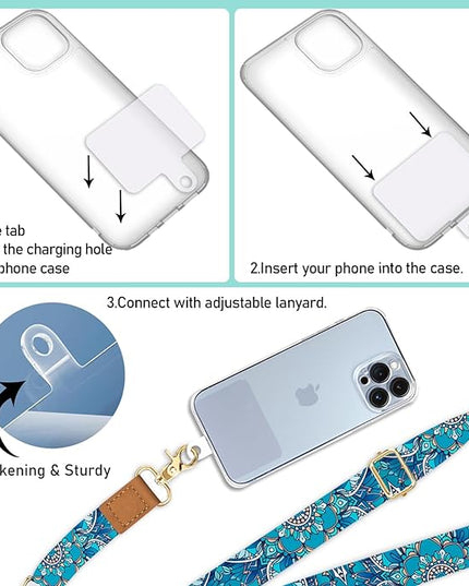 Phone Lanyard Crossbody Wrist Strap, Boho Bohemain Cell Phone Lanyards for Around the Neck Wristlet Shoulder, Adjustable Strap for Car Keys Keychain Wallet ID Badge
