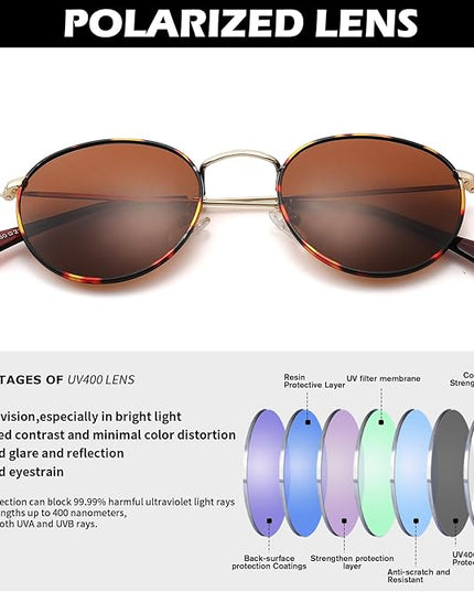 Pro Acme Small Round Metal Polarized Sunglasses for Women Retro Designer Style