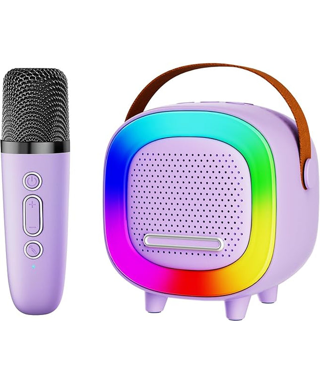 Mini Karaoke Machine Speaker for Kids Adults, Portable Bluetooth with 1 Wireless Microphones, Children's Day Birthday Gift Ideas for Toys for Teens Boys and Girls Aged 4, 5, 6, 7, 8, 9, 10, 11, 12+