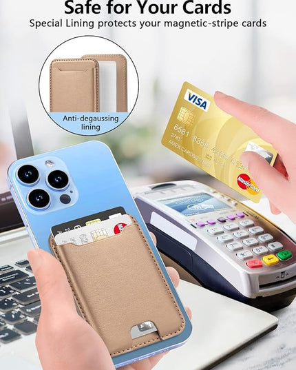 TopMade for Magsafe Wallet, Strongest Magnetic Card Holder for iPhone 17, iPhone 16/15/14/13/12 Series, Magnetic Phone Wallet with Powerful Magnets, RFID Blocking, Fit 4 Cards, Desert Titanium Gold