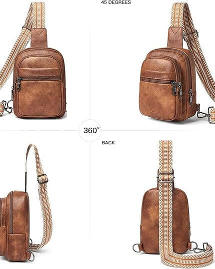 Sling Bag For Women Faux Leather Small Casual Daypack Backpack Fanny Pack Crossbody Chest Bags Purse
