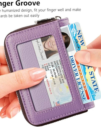 FurArt Zipper Wallet Women, RFID Blocking Credit Card Wallet, Business Card Holder, Compact Size KeyChain Wallet