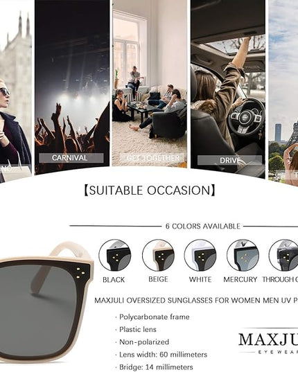 MAXJULI Oversized Sunglasses for Women Men UV Protection 8056