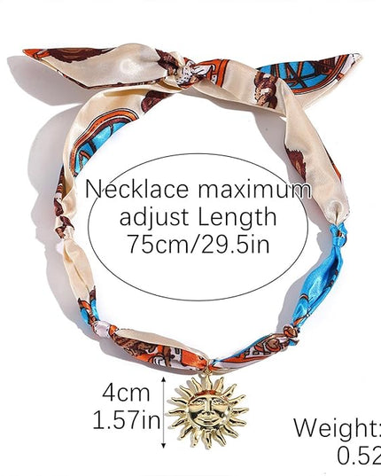 HETICA Scarf Necklace for Women Silk Western Charm Necklaces Fashion Accessory Jewelry Gift