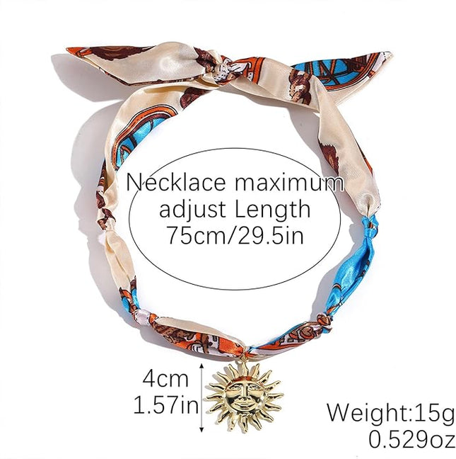 HETICA Scarf Necklace for Women Silk Western Charm Necklaces Fashion Accessory Jewelry Gift
