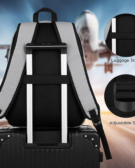 Unisex School Backpack,Classic Bookbag Adults and Teens Schoolbag with USB Port for High School College Office Work Travel