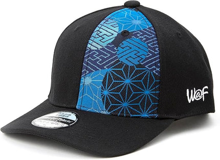W@nderFabric Traditional Japanese Kimono Baseball Cap, Embroidered Pattern, Adjustable Snapback Flat Brim, 6-Panel Cap