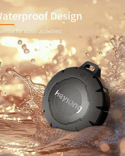 HEYSONG Waterproof Shower Speaker, Durable & Lightweight Portable with HD Sound, Stereo Pairing, Wireless Outdoor for Pool, Beach, Hiking, Kayaking, Gift for Men, Women
