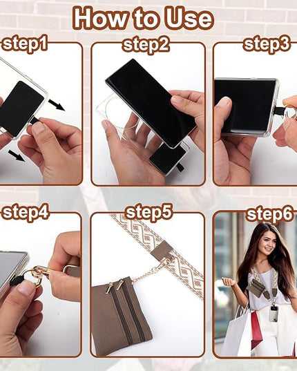 XANGNIER Clip and Go Strap for Phone with Wallet Crossbody, Phone Strap with Zippered Wallet, Adjustable Anti Theft Cellphone Lanyard for Women, Cellphone Chain Accessories,Multicolor 5