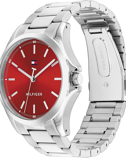 Tommy Hilfiger Men's 3H Quartz Watch, Stainless Steel Bracelet, Water Resistant 3 ATM, Modern and Stylish Timepiece, Gift for Him, 42mm