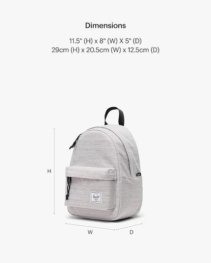 Herschel Legacy Backpack, Light Grey Crosshatch, Mini - 6.5L