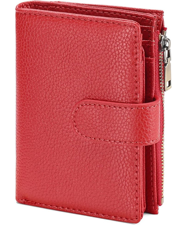 GAEKEAO Womens Wallet Small Leather RFID Blocking Bifold Zipper Pocket Wallet Card Case Purse with ID Window