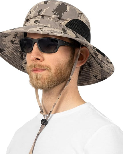 SUN CUBE Wide Brim Sun Hat Men Women, Fishing Hats Sun UV Protection, Mens Hiking Bucket Hat Safari Beach Boonie, UPF 50+