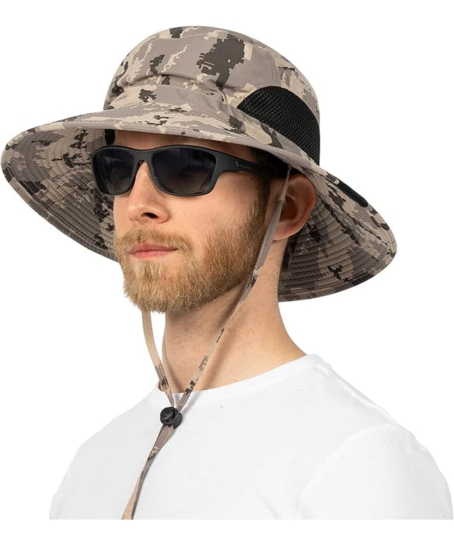 SUN CUBE Wide Brim Sun Hat Men Women, Fishing Hats Sun UV Protection, Mens Hiking Bucket Hat Safari Beach Boonie, UPF 50+