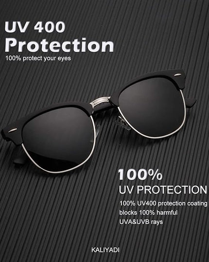 KALIYADI Polarized Sunglasses for Men and Women Semi-Rimless Frame Driving Sun glasses UV Blocking