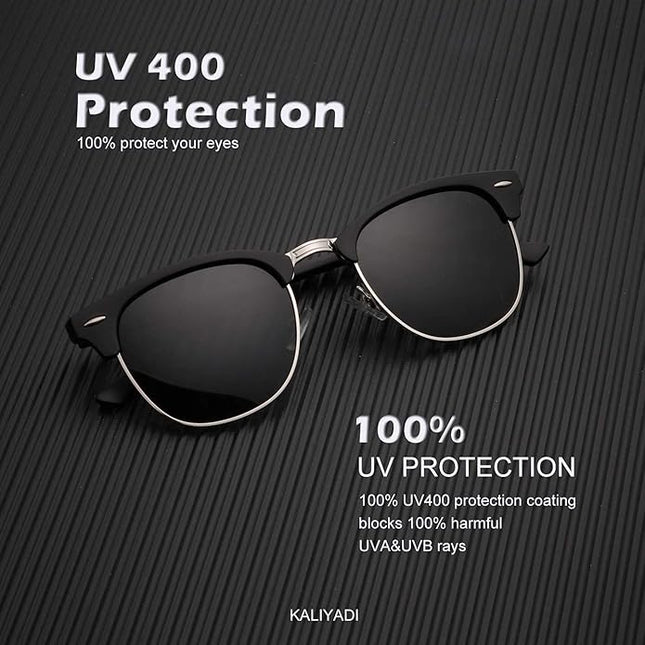 KALIYADI Polarized Sunglasses for Men and Women Semi-Rimless Frame Driving Sun glasses UV Blocking